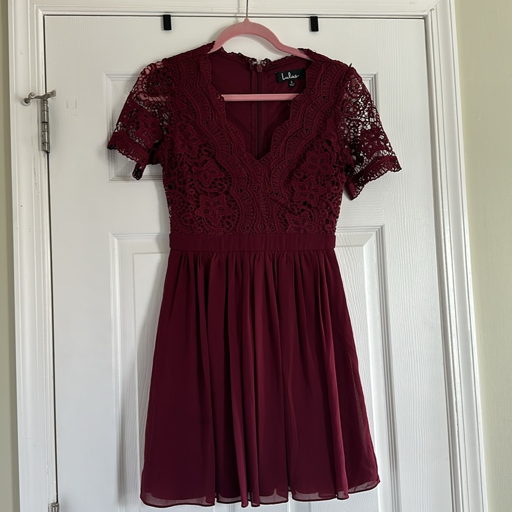 Lulus Burgundy mini dress.